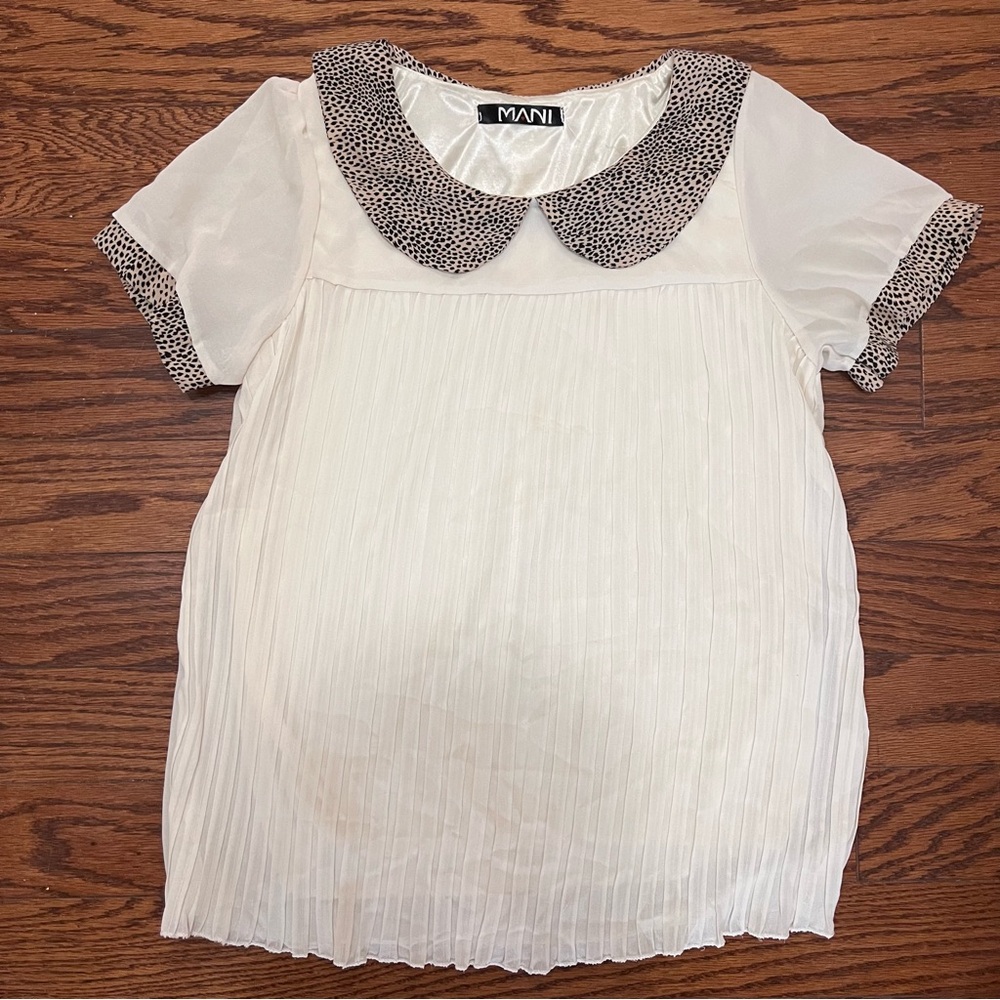 Vintage** White Blouse with Black Accents